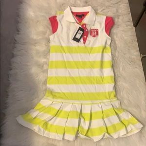 Pink, white and neon green tennis dress for girls